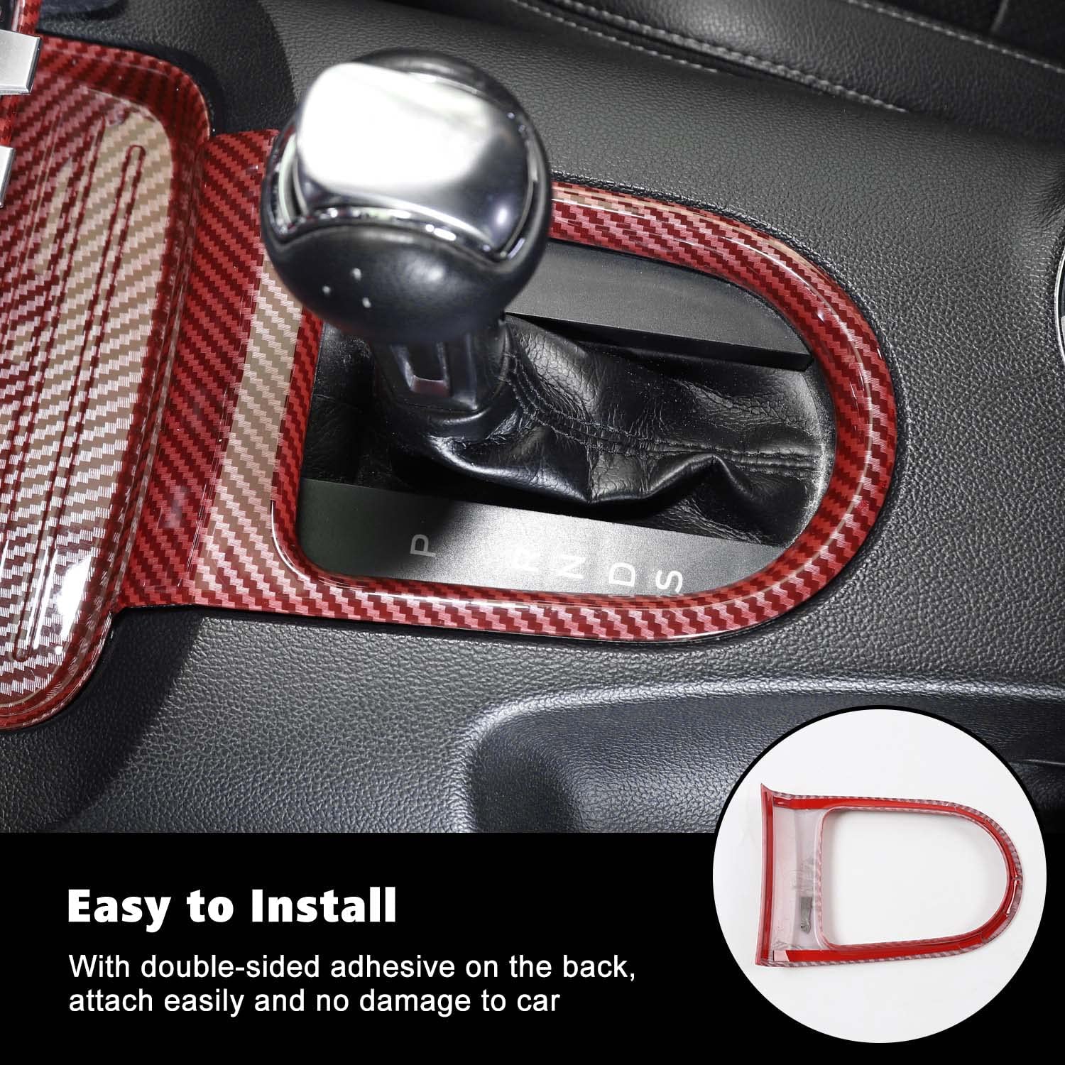 Gear Shift Panel Frame Cover Interior Trim Sticker Accessories for Ford Mustang 2015 2016 2017 2018 2019 2020 2021 2022 - Delicate Leather