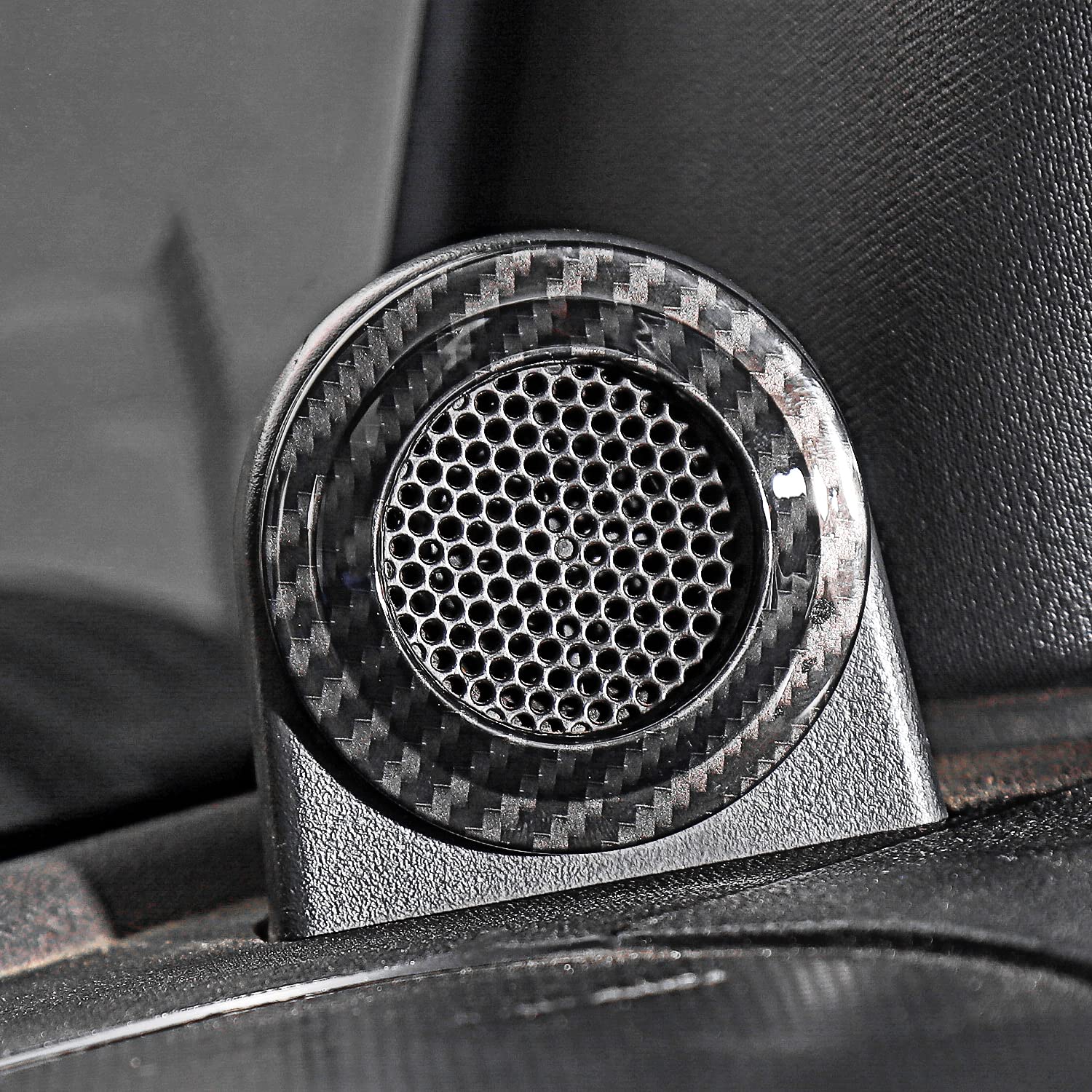 A Pillar Speaker Decoration Cover Trim, ABS Carbon Fiber Interior Accessories Compatible with 2007-2014 Wrangler JK - Delicate Leather