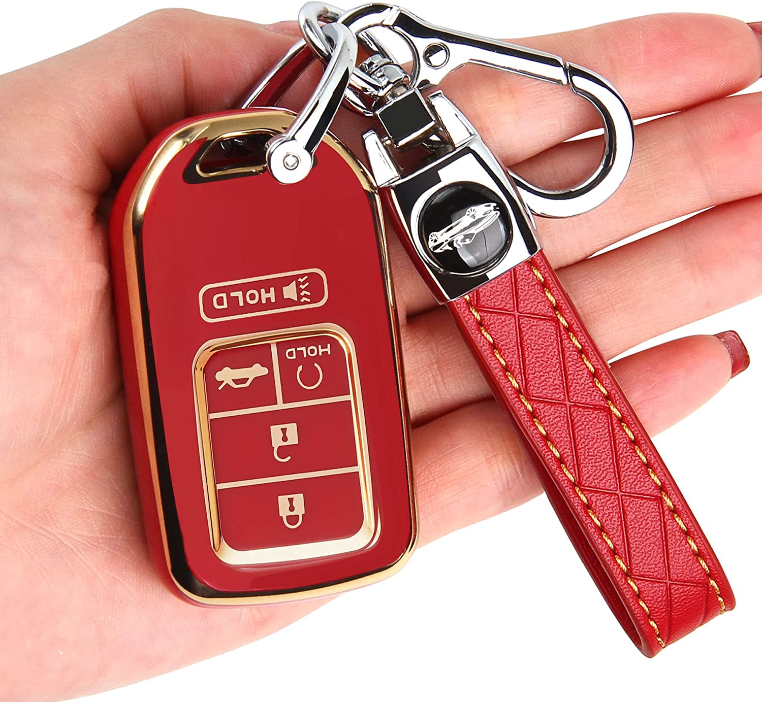Honda Key Fob Cover - Key Fob Case Shell Cover Holder for Accord Civic CRV Pilot Odyssey Soft TPU Full Cover Protection Smart Key Keyless Remote Key Fob Cover for Honda
