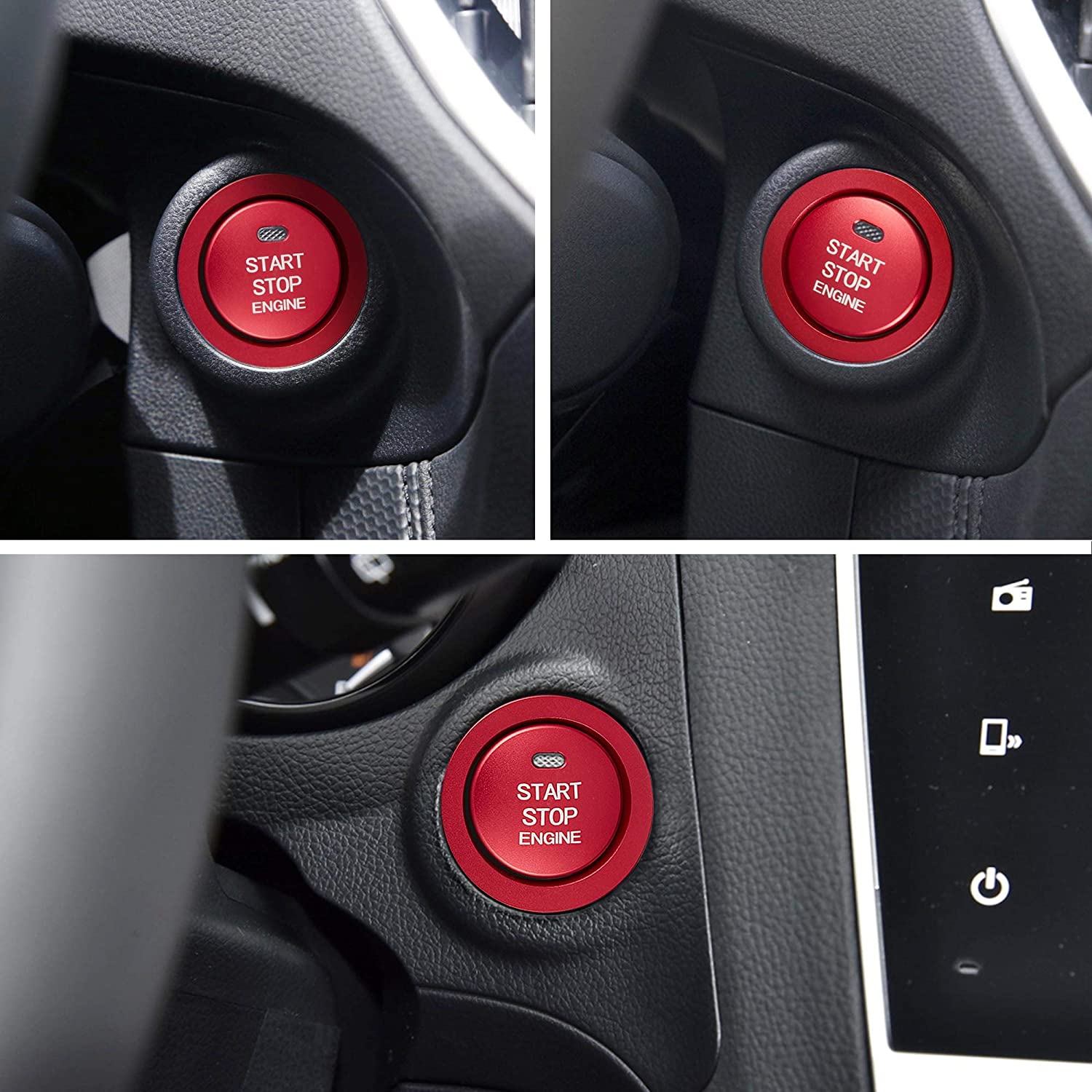 Aluminum Engine Start Stop Push Button Cover Trim Compatible with Forester Legacy Impreza Outback Ascent BRZ XV Car Engine Ignition Start Button Cap Surrounding Trim Ring - Delicate Leather