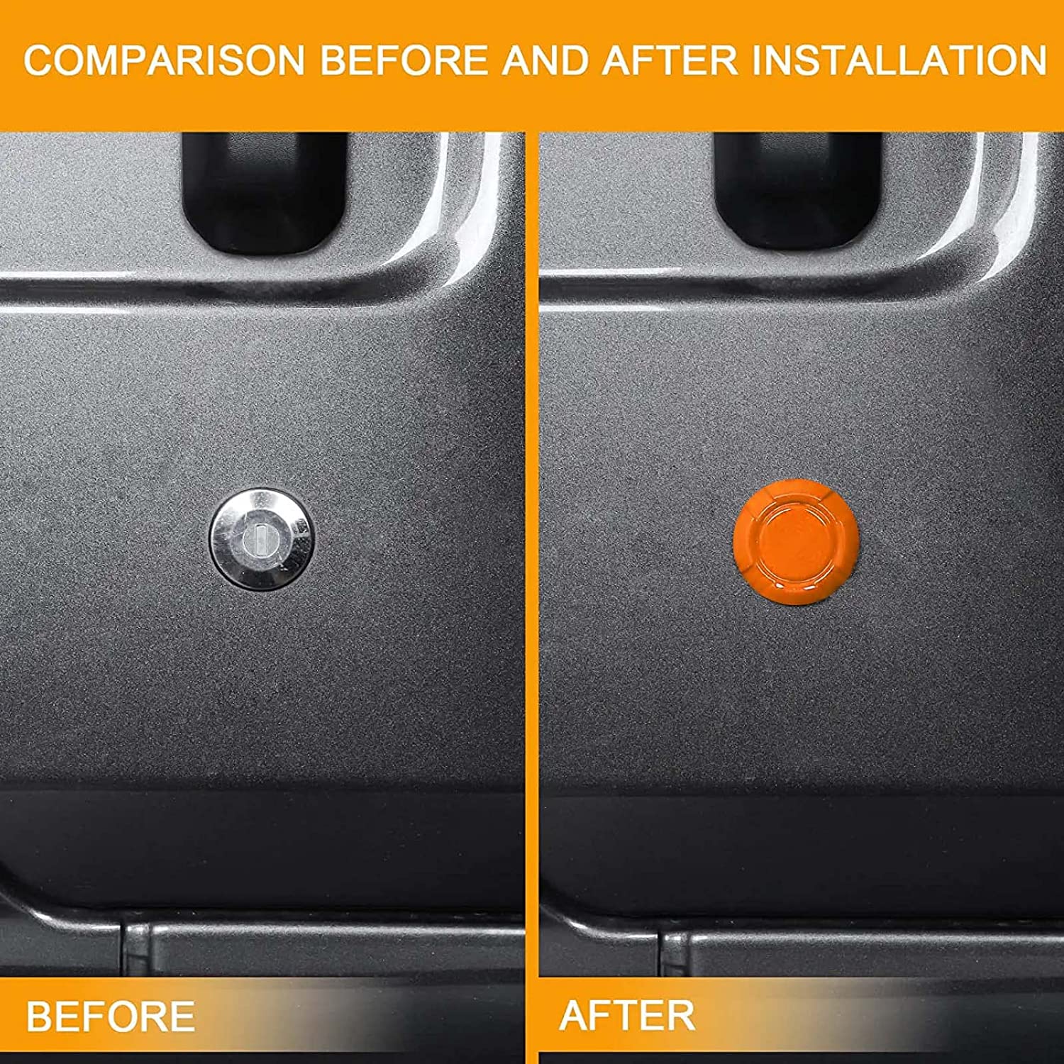 Exterior Door Key Jack Trim Cover Door Lock Cover for 2018-2021 Wrangler JL JLU & Gladiator JT, Orange - Delicate Leather