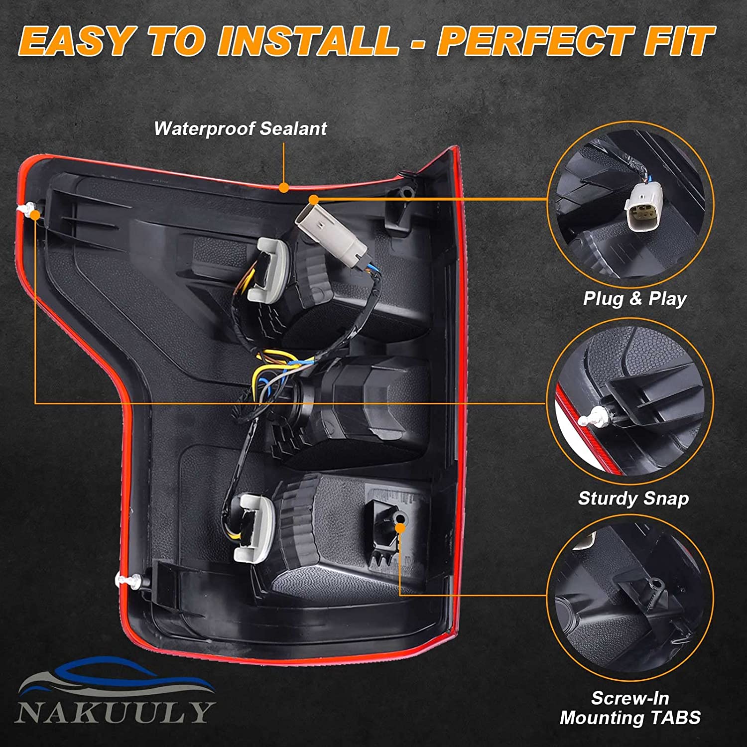 Left Driver Side Brake Tail Light Rear Lamp Compatible With Ford F150 F-150 2018 2019 2020 Replace JL3Z13405H - Delicate Leather