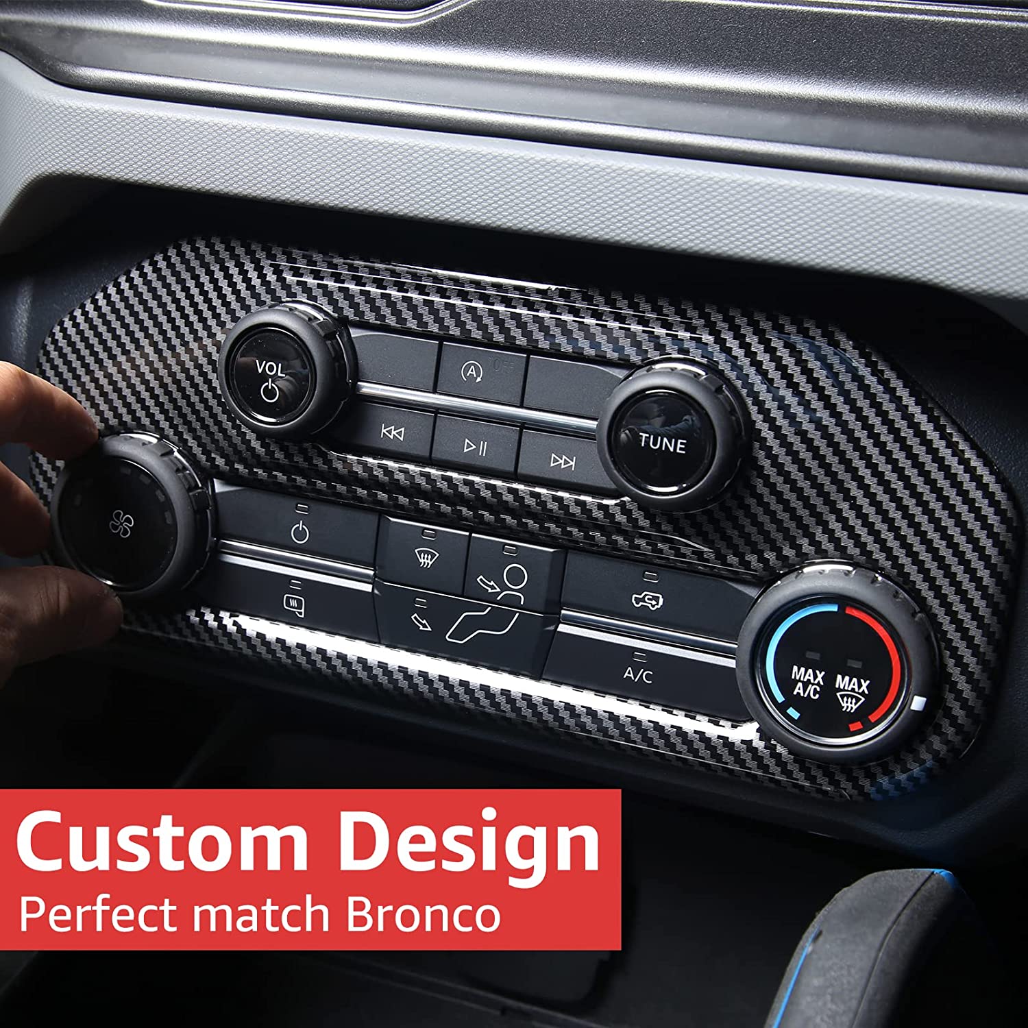 Center Control Panel Trim for 2021 2022 Bronco Air Conditioner Decoration Cover Plate Interior Accessories Sticker - Delicate Leather