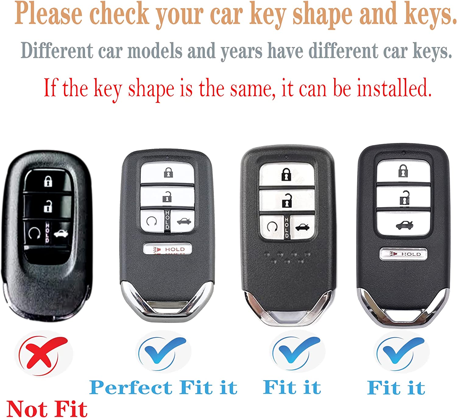 Honda key fob cover case,with keychain,Soft TPU protect car Key Shell,fit Civic Accord Pilot CR-V Insight,ect remote smart key - Delicate Leather