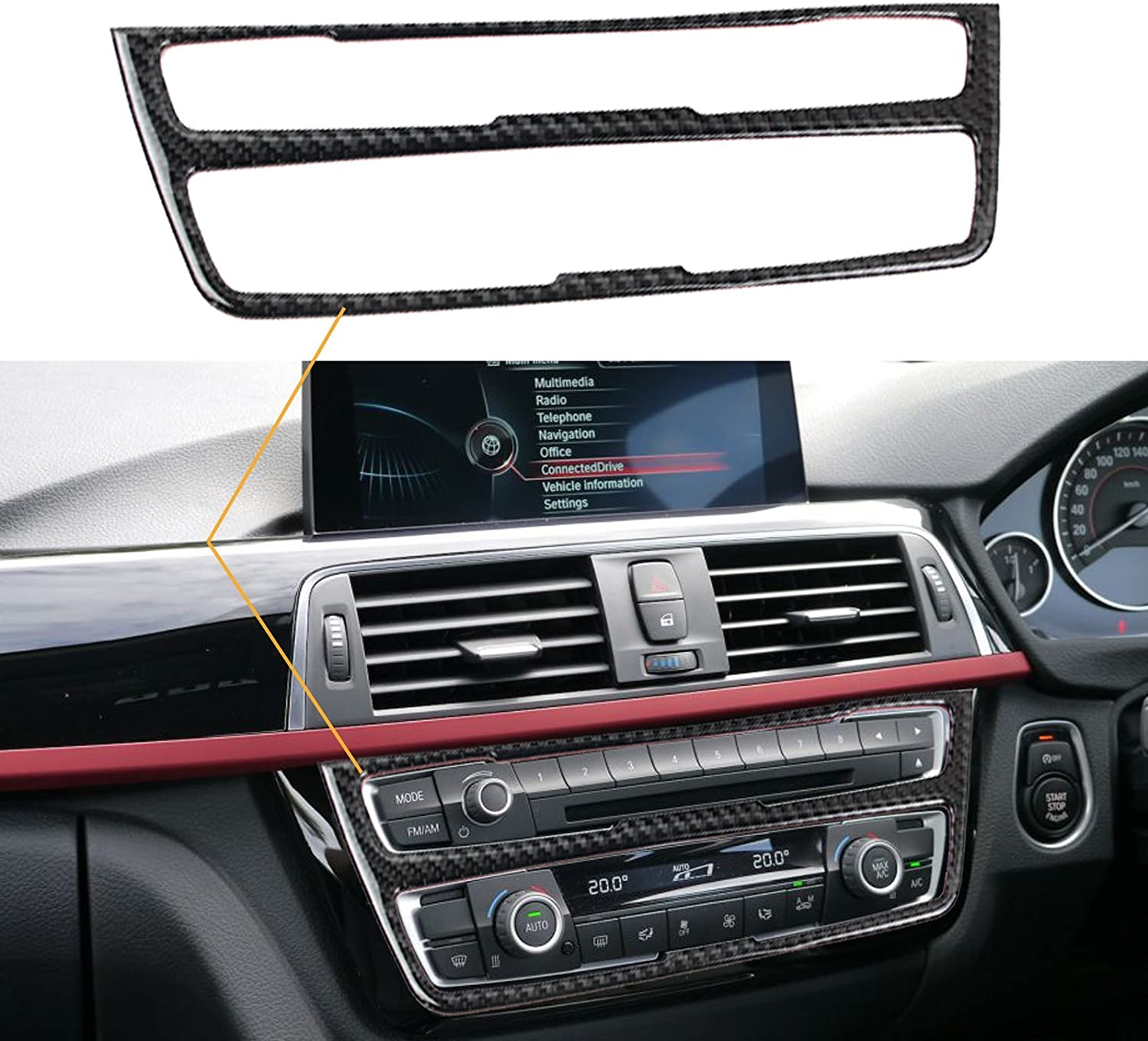 Full Set Interior Accessories Cover Trim Sticker, Real Carbon Fiber, Compatible with BMW 3 Series F30 F31 2012-2018, GT F34 2014-2018, 4 Series F32 F33 F36 2014-2018 - Delicate Leather