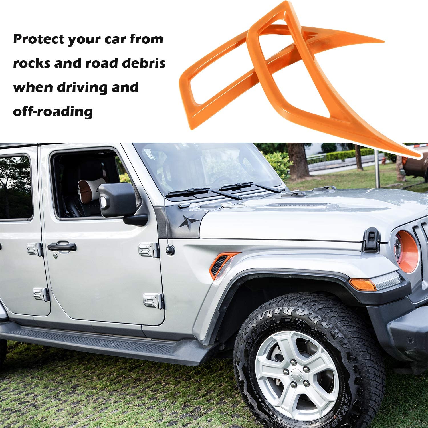 2PCS Exterior Accessories Wheel Eyebrow Side Air Conditioning Vent Outlet Cover Trim Compatible with 2018-2022 Jeep Wrangler JL JLU Sports Sahara Freedom Rubicon Unlimited Gladiator JT - Delicate Leather
