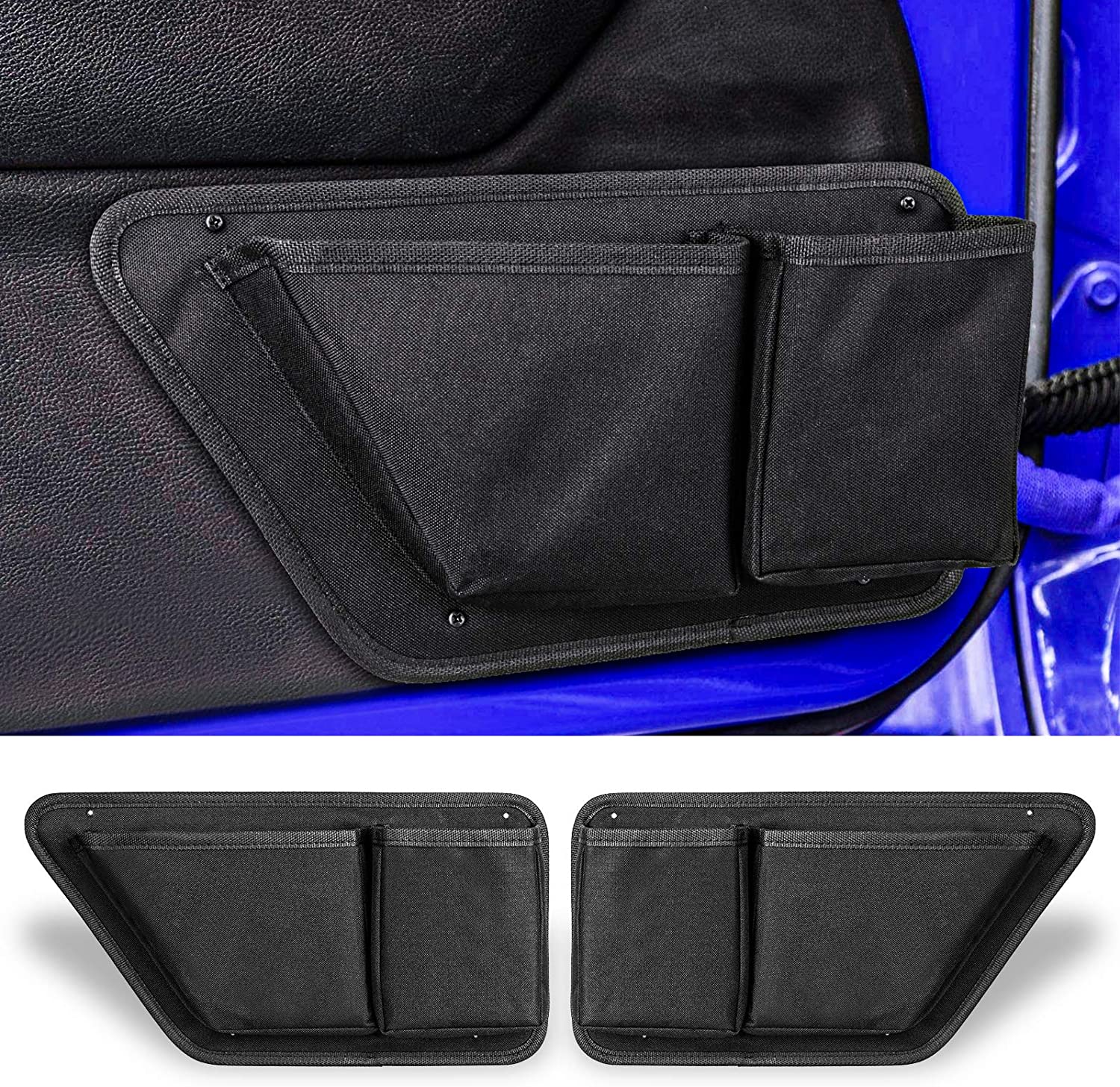 Front Door Side Insert Storage Pockets Box, 2PCS Door Storage Pockets for 2011-2018 Accessories 2/4-Door, Door Net Pocket Replacement Upgraded Version - Delicate Leather