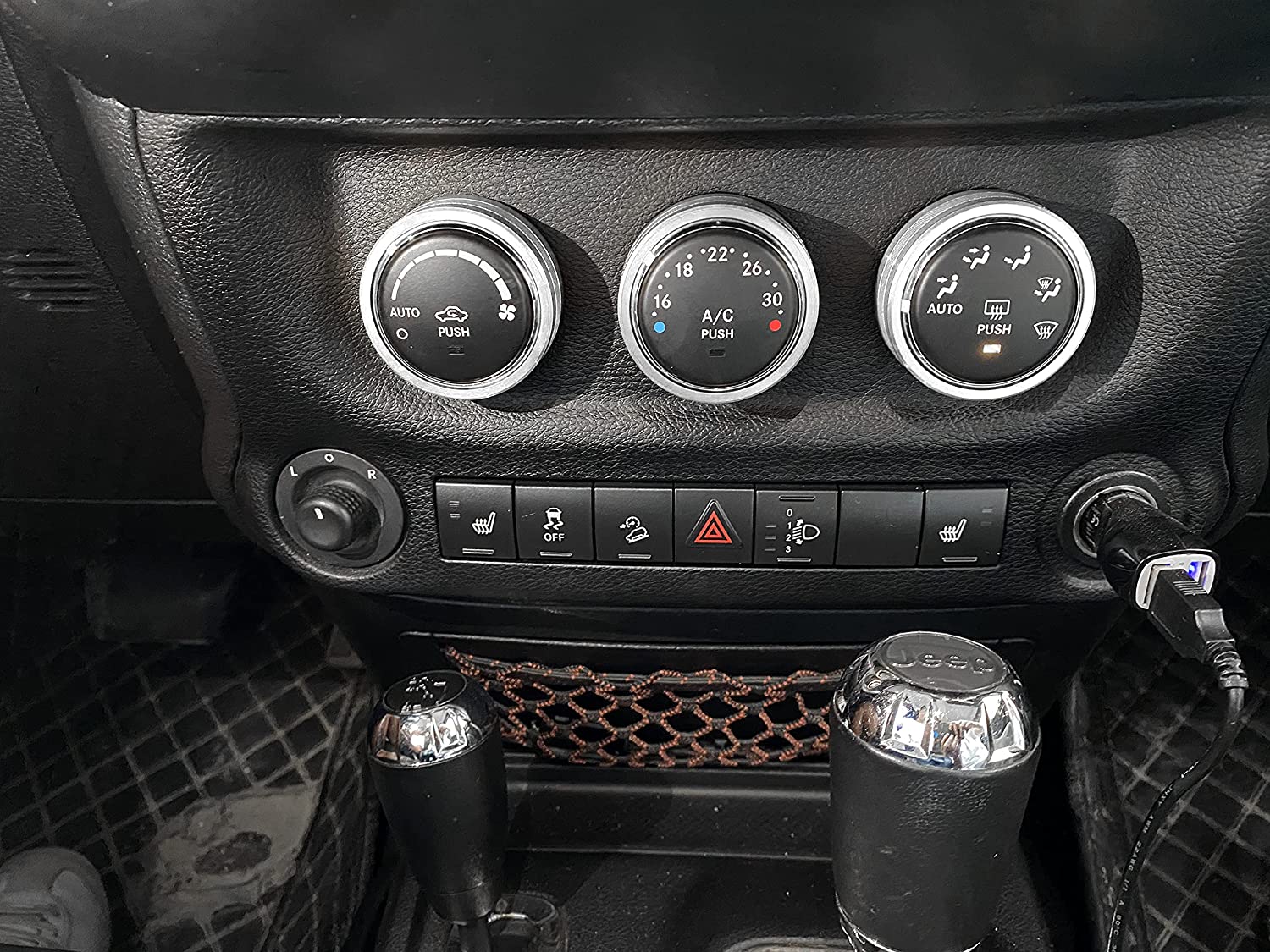 AC Climate Control Knob Ring Air Conditioner Switch Volume Cover Compatible with 2011-2017 Wrangler JK JKU/Dodge Challenger 2008-2014 Interior Conditioning Accessories Trim (Silver) - Delicate Leather