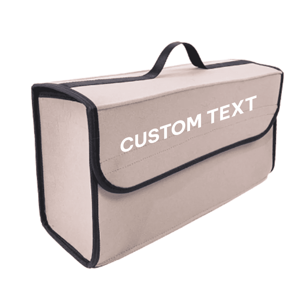 Custom Text and Logo Soft Felt Car Bag Organizer, Fit with Genesis, Folding Car Storage Box Non Slip Fireproof Car Trunk Organizer - Delicate Leather
