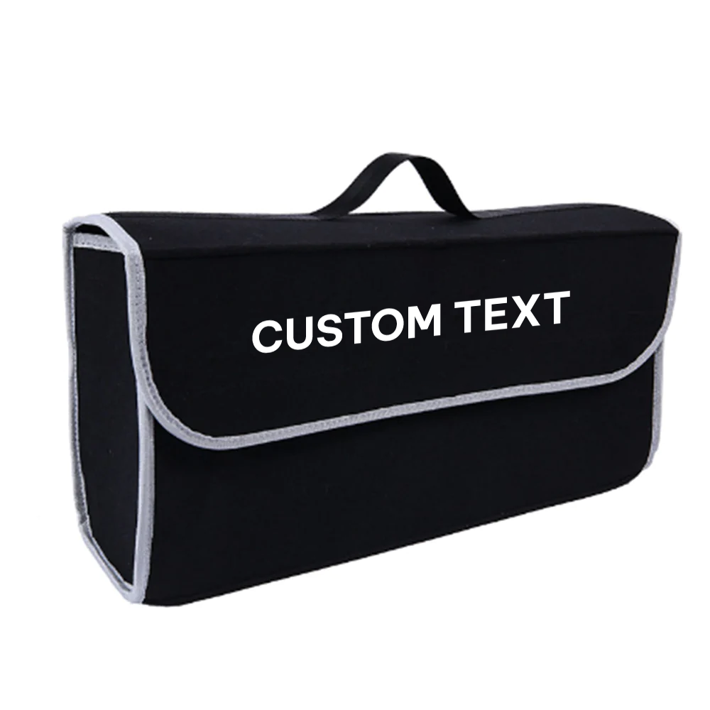 Custom Text and Logo Soft Felt Car Bag Organizer, Fit with all car, Folding Car Storage Box Non Slip Fireproof Car Trunk Organizer - Delicate Leather