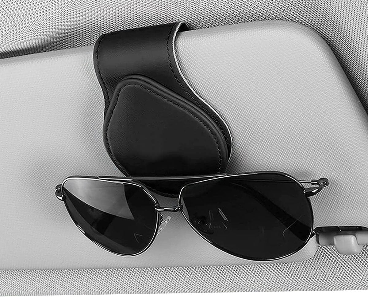 Car Sunglasses Holder, Custom For Your Cars, Magnetic Leather Glasses Frame 2024 Update UE13995 - Delicate Leather