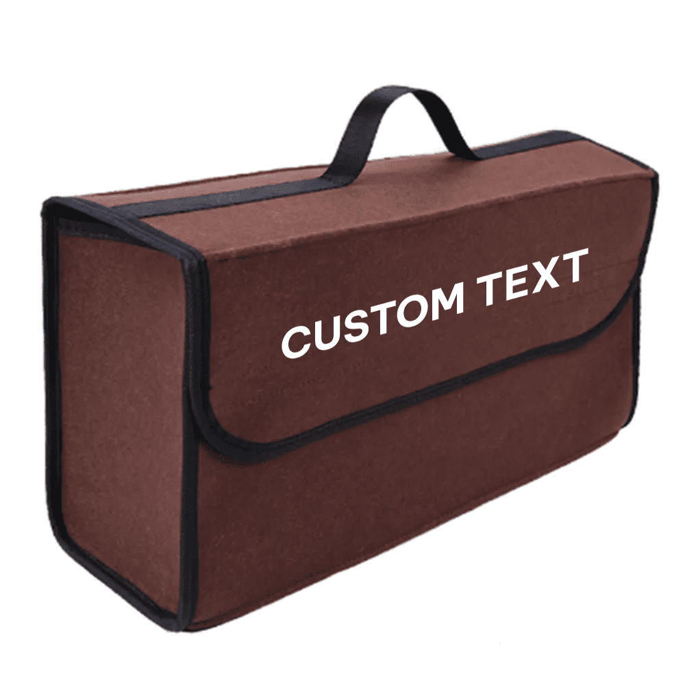 Custom Text and Logo Soft Felt Car Bag Organizer, Fit with car, Folding Car Storage Box Non Slip Fireproof Car Trunk Organizer - Delicate Leather