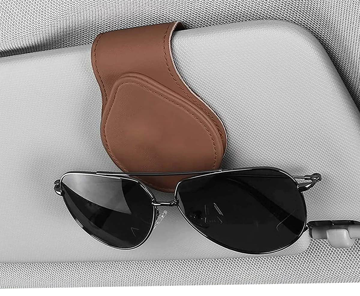 Car Sunglasses Holder, Custom For Your Cars, Magnetic Leather Glasses Frame 2024 Update UE13995 - Delicate Leather