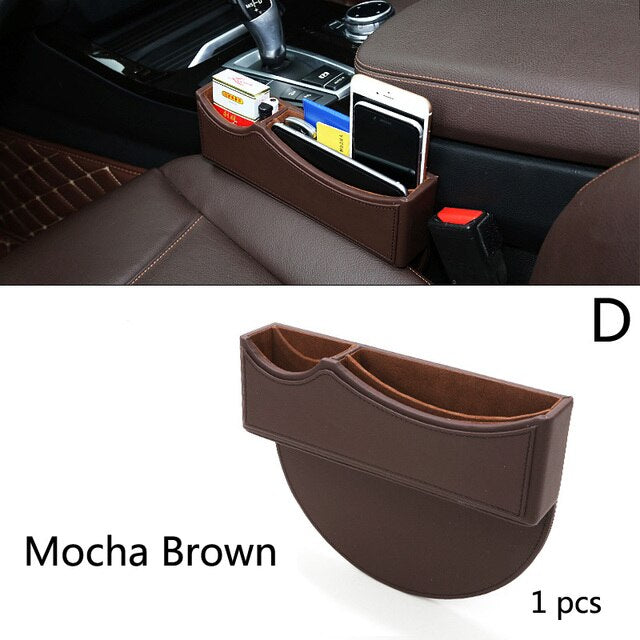 Storage Box Seat Gap Filler, Console Organizer, Car Pocket, Seat Catcher, Seat Crevice Storage Box - Delicate Leather