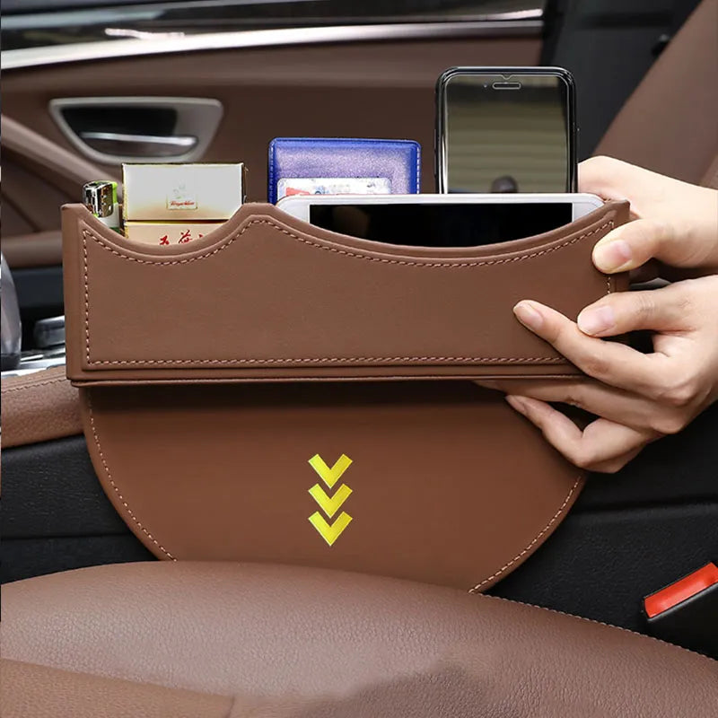 Storage Box Seat Gap Filler, Console Organizer, Car Pocket, Seat Catcher, Seat Crevice Storage Box - Delicate Leather