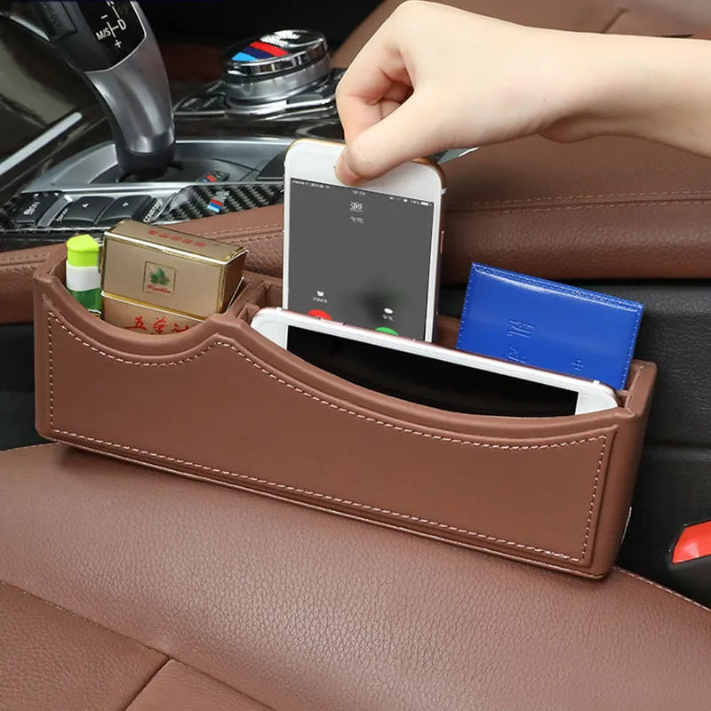 Storage Box Seat Gap Filler, Console Organizer, Car Pocket, Seat Catcher, Seat Crevice Storage Box - Delicate Leather