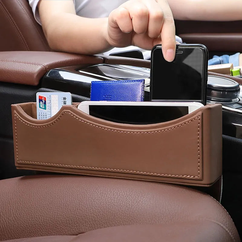 Storage Box Seat Gap Filler, Console Organizer, Car Pocket, Seat Catcher, Seat Crevice Storage Box - Delicate Leather