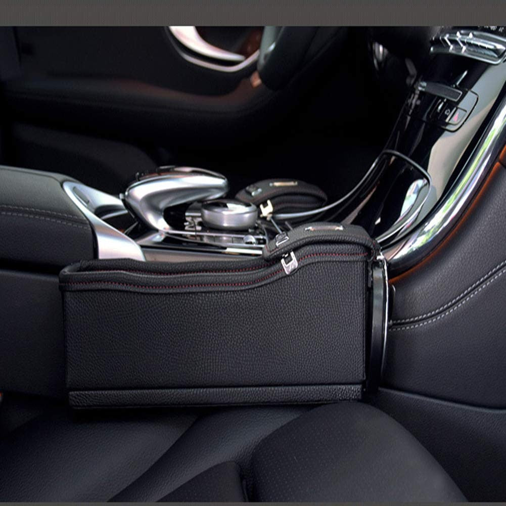 Car Seat Crevice Storage Box Cup Drink Holder Organizer Auto Gap Pocket Stowing Tidying For Phone Pad Card Coin Case Accessories - Delicate Leather
