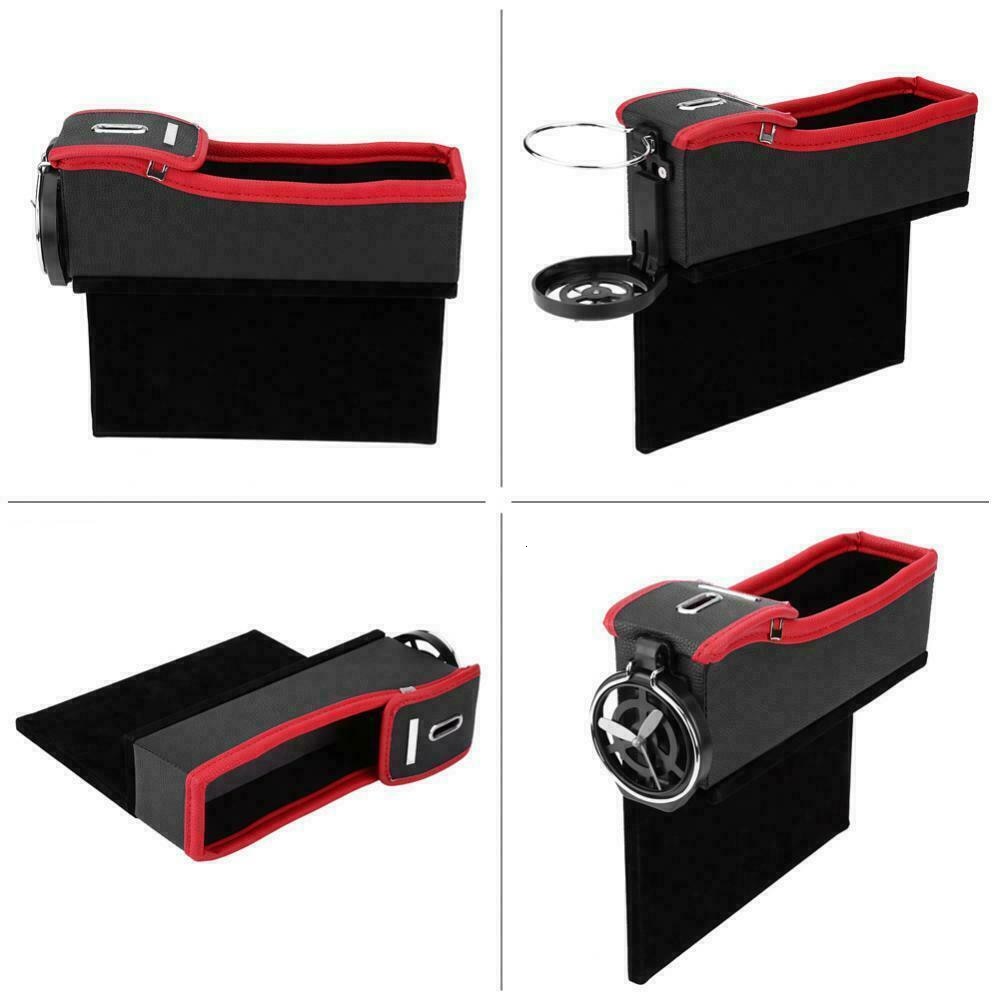 Car Seat Crevice Storage Box Cup Drink Holder Organizer Auto Gap Pocket Stowing Tidying For Phone Pad Card Coin Case Accessories - Delicate Leather