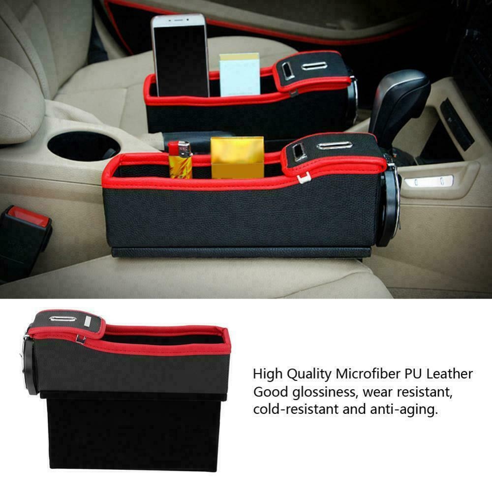 Car Seat Crevice Storage Box Cup Drink Holder Organizer Auto Gap Pocket Stowing Tidying For Phone Pad Card Coin Case Accessories - Delicate Leather