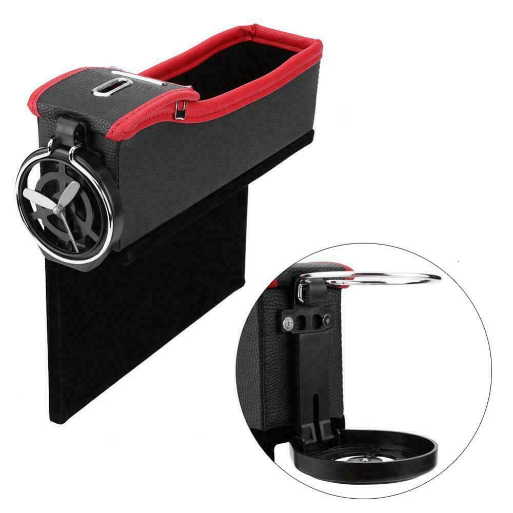 Car Seat Crevice Storage Box Cup Drink Holder Organizer Auto Gap Pocket Stowing Tidying For Phone Pad Card Coin Case Accessories - Delicate Leather