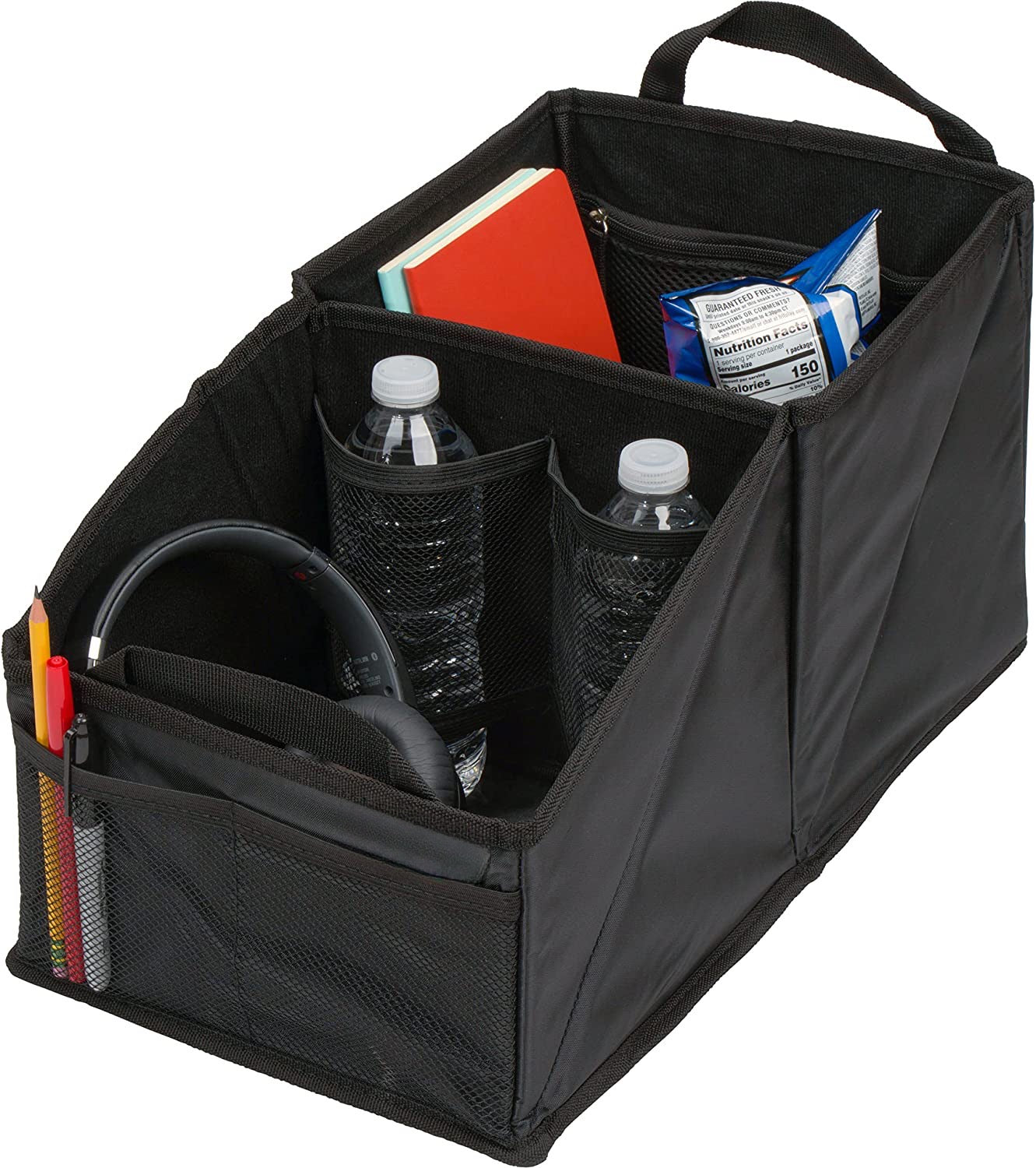 Car Seat Organizer with Cup Holders for Front, Back, Passenger Seats, Truck and Van, Custom For Cars, 9 Auto Storage Compartments for Travel Organization of Trunk, Seats, Mobile Office - Delicate Leather