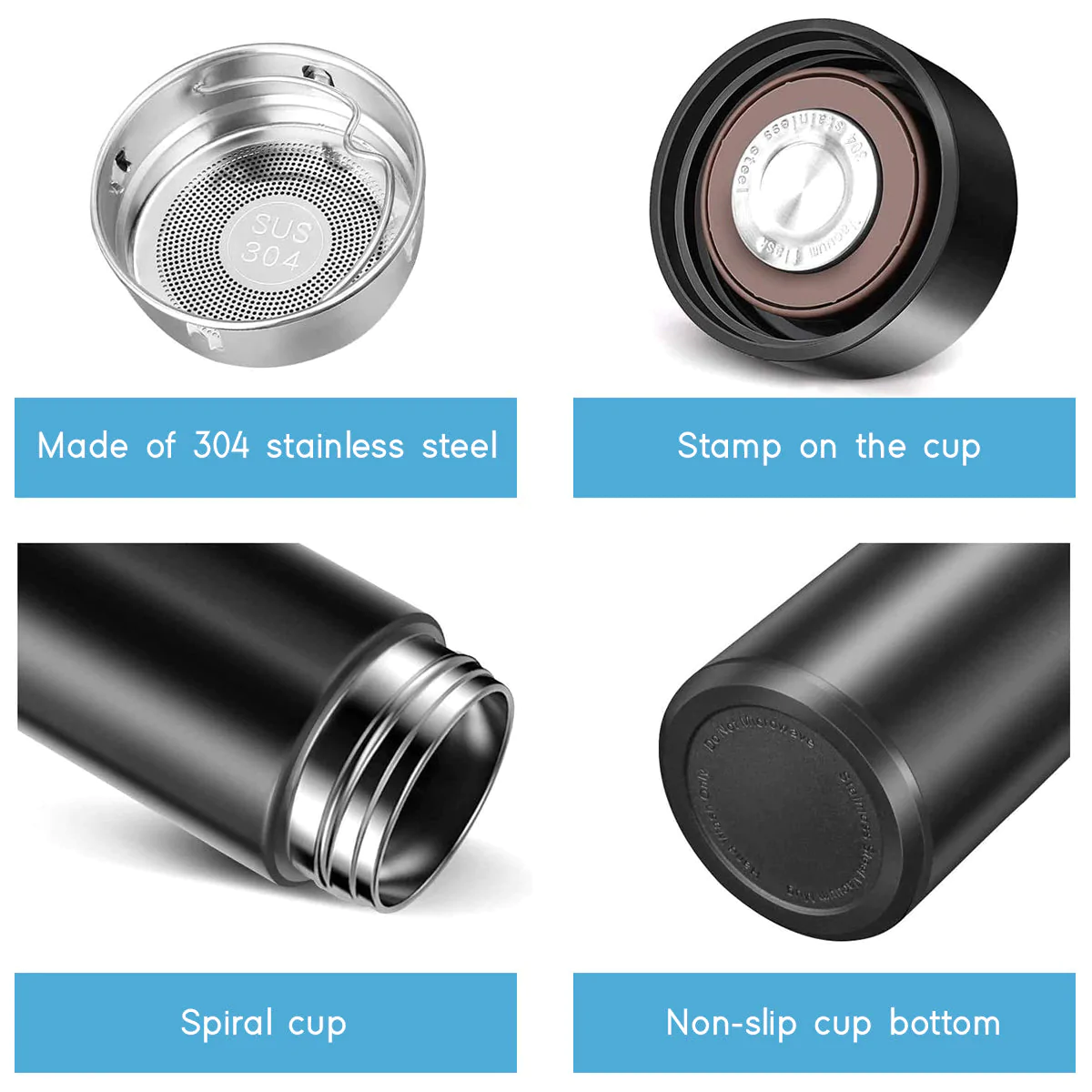 Custom Text and Logo 17oz Insulated Water Bottle with LED Temperature Display, Compatible with all car, Coffee Tea Infuser Bottle Double Wall Vacuum Insulated Water Bottle for Hot or Cold Drink - Delicate Leather