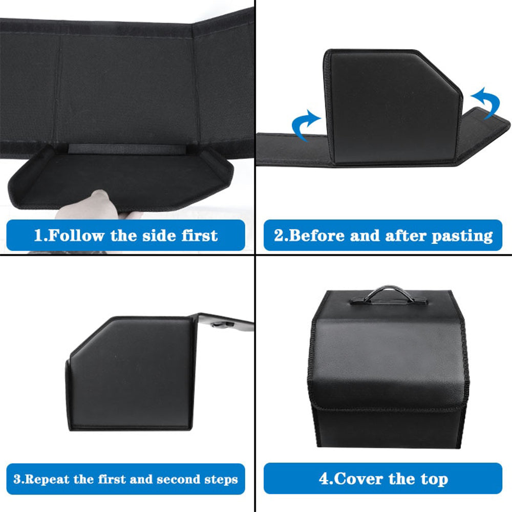Foldable Trunk Storage Luggage Organizer Box, Custom For Cars, Portable Car Storage Box Bin SUV Van Cargo Carrier Caddy for Shopping, Camping Picnic, Home Garage, Car Accessories MA12996 - Delicate Leather