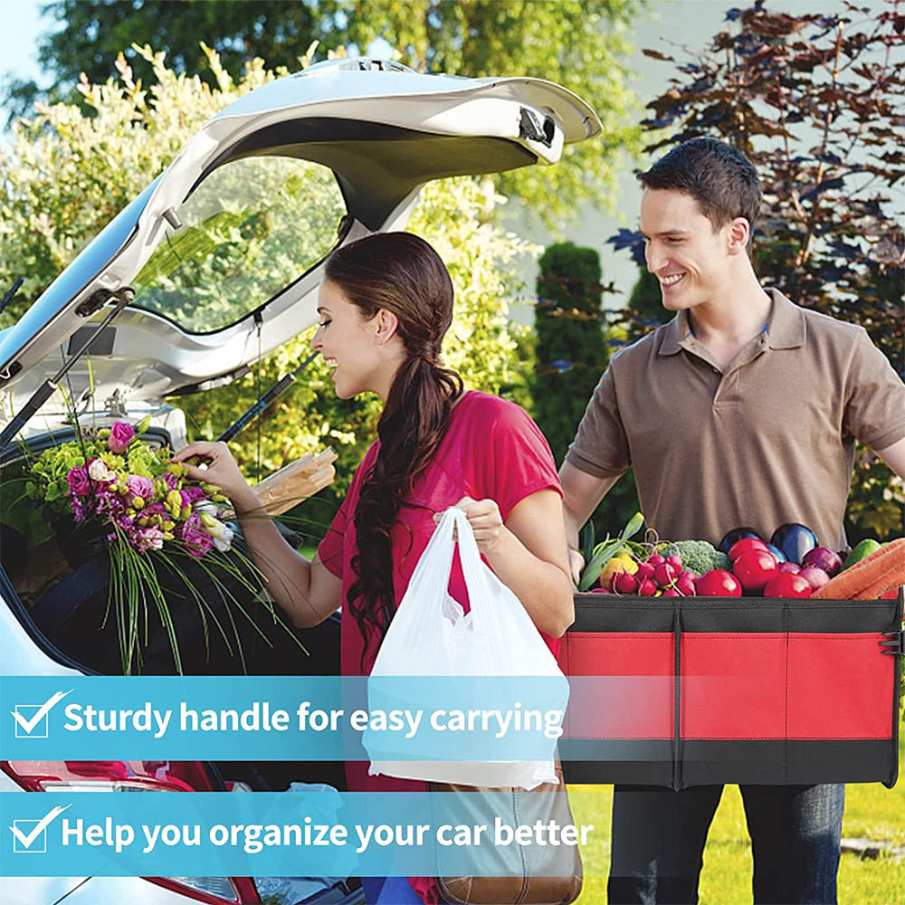 Trunk Organizer for Car, Custom For Your Cars - Detachable 3 Compartment Collapsible Large Trunk Organizer with 11 Pockets & Reinforced Handles, Trunk Organizers for Grocery Cargo, Car Accessories MC12991 - Delicate Leather