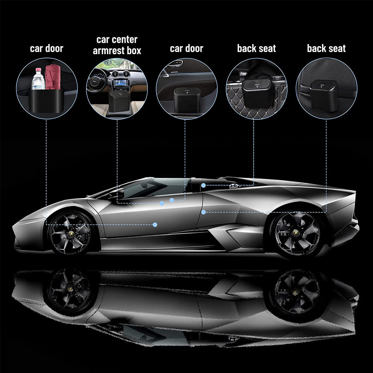 Delicate Leather Mini Car Accessories with Lid and Trash Bag, Cute Car Organizer Bin, Small Garbage Can for Storage and Organization, Car Accessories - Delicate Leather