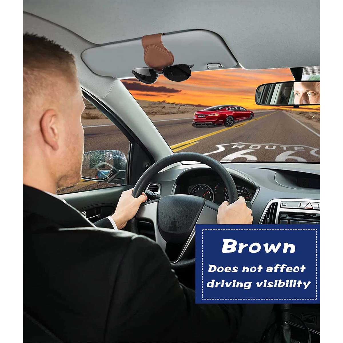 Delicate Leather Car Sunglasses Holder, Custom For Your Cars, Magnetic Leather Glasses Frame 2023 Update FJ13995 - Delicate Leather