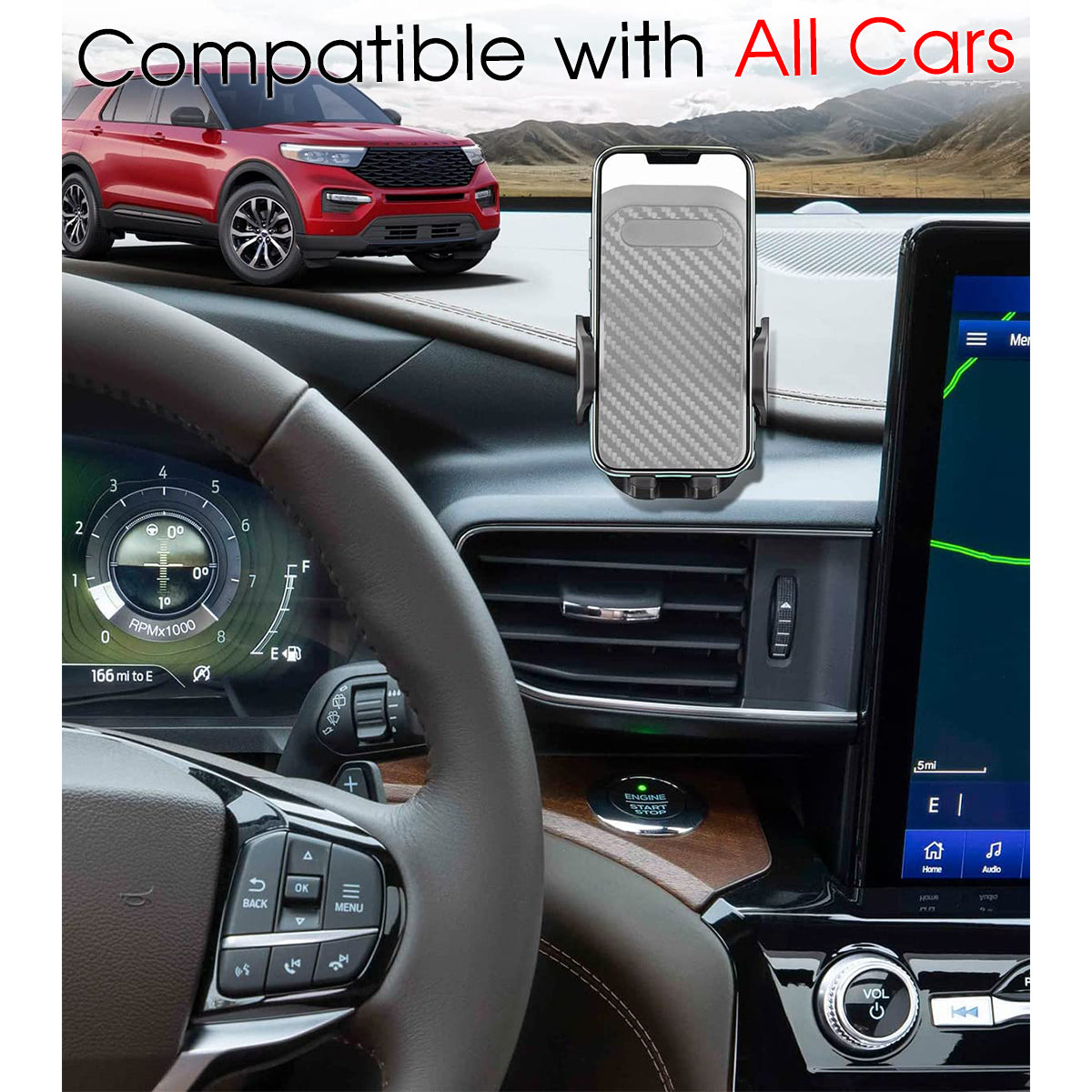 Phone Holder Mount Hands-Free Dashboard Cell Phone Stand Custom For Your Mobile Phones, Customfit with All Cars, Car Accessories KX13997_02 - Delicate Leather