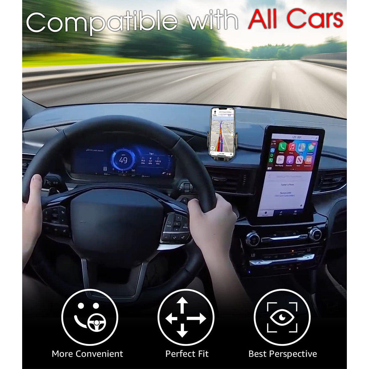 Phone Holder Mount Hands-Free Dashboard Cell Phone Stand Custom For Your Mobile Phones, Customfit with All Cars, Car Accessories KX13997_02 - Delicate Leather