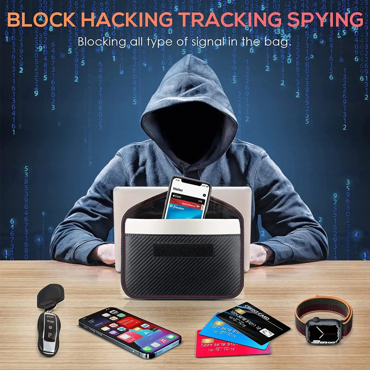 Faraday Bags for Car Keys and Cell Phone, Signal Blocking Key Pouch, Anti Theft Car Protection, Cell Phone WiFi/GSM/LTE/NFC/RFID/Keyless Entry Fob Signal Blocking Pouch, 2 pack - Delicate Leather