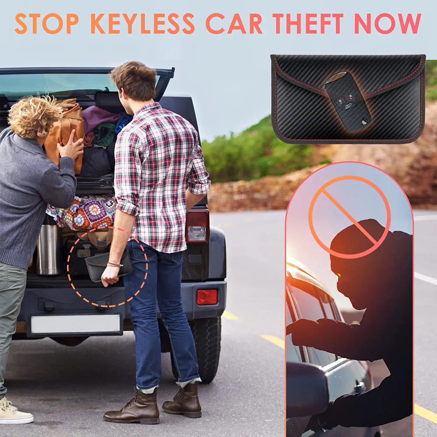 Faraday Bags for Car Keys and Cell Phone, Signal Blocking Key Pouch, Anti Theft Car Protection, Cell Phone WiFi/GSM/LTE/NFC/RFID/Keyless Entry Fob Signal Blocking Pouch, 2 pack - Delicate Leather