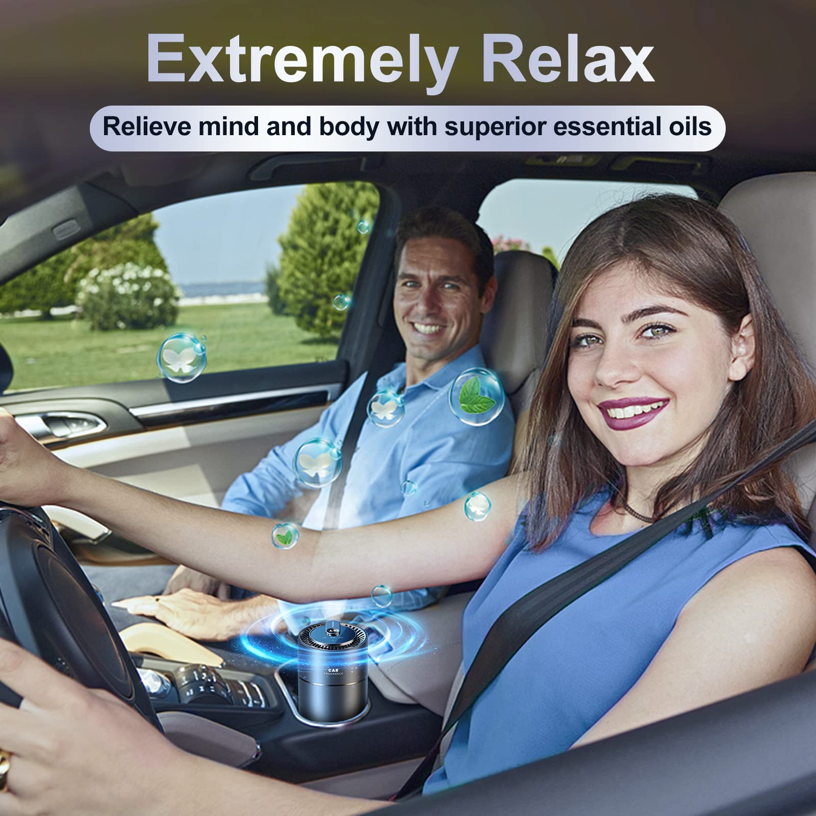 Smart Car Air Fresheners - 45ml Long Lasting Car Fresheners for Men, AI Car Diffuser Portable Mute Chargeable, Luxury Car Accessories, Custom For Cars - Delicate Leather