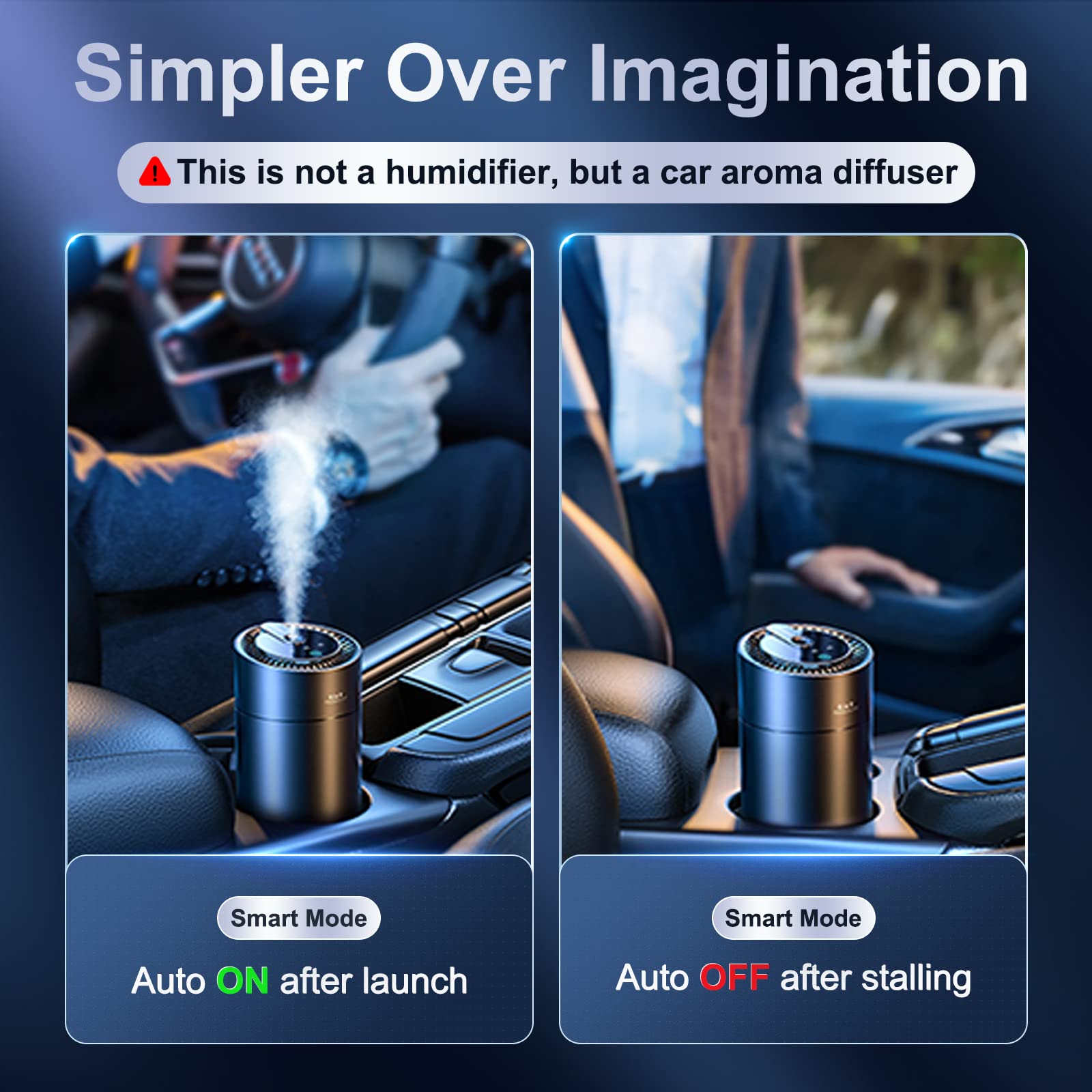 Smart Car Air Fresheners - 45ml Long Lasting Car Fresheners for Men, AI Car Diffuser Portable Mute Chargeable, Luxury Car Accessories, Custom For Cars - Delicate Leather