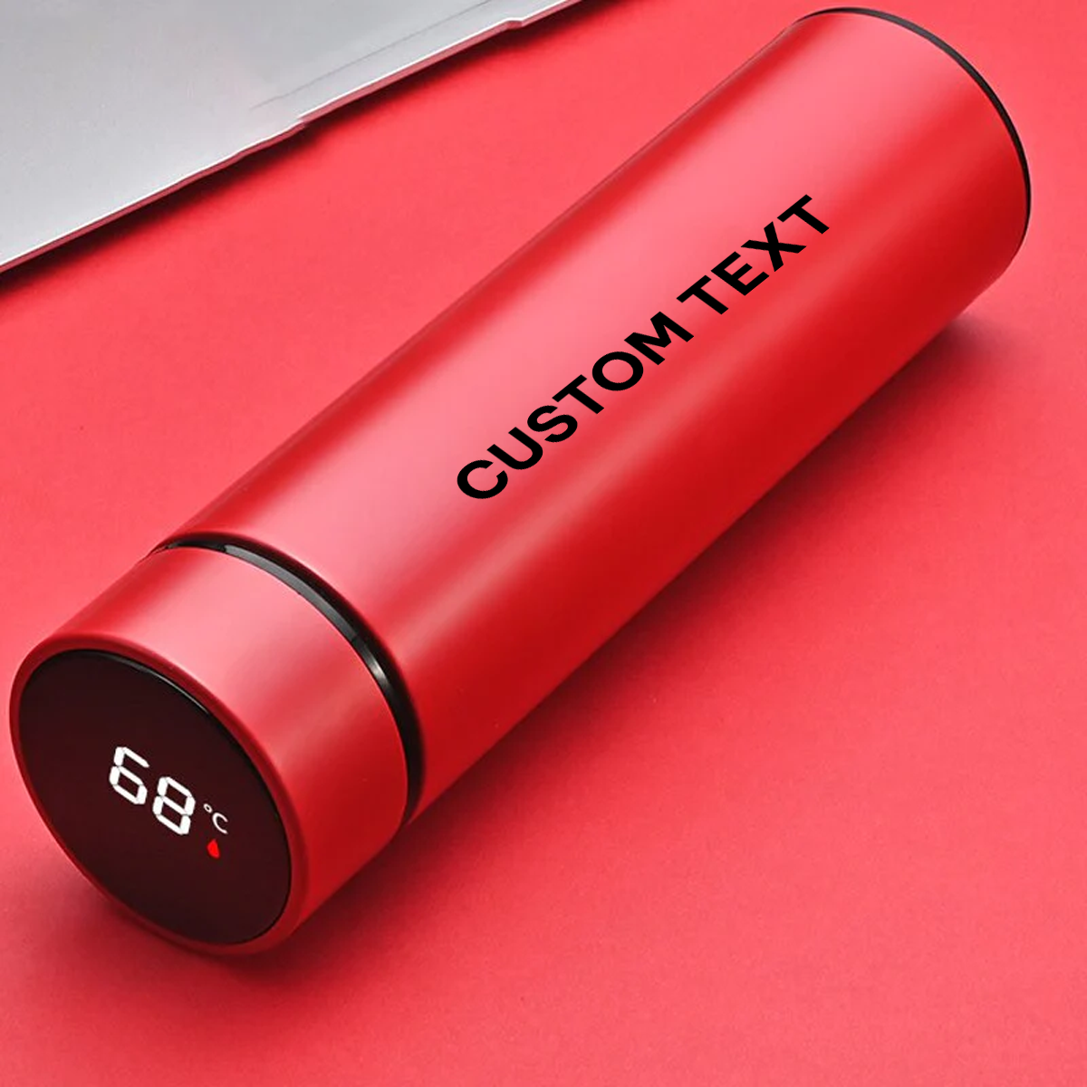 Custom Text and Logo 17oz Insulated Water Bottle with LED Temperature Display, Compatible with Acura, Coffee Tea Infuser Bottle Double Wall Vacuum Insulated Water Bottle for Hot or Cold Drink - Delicate Leather