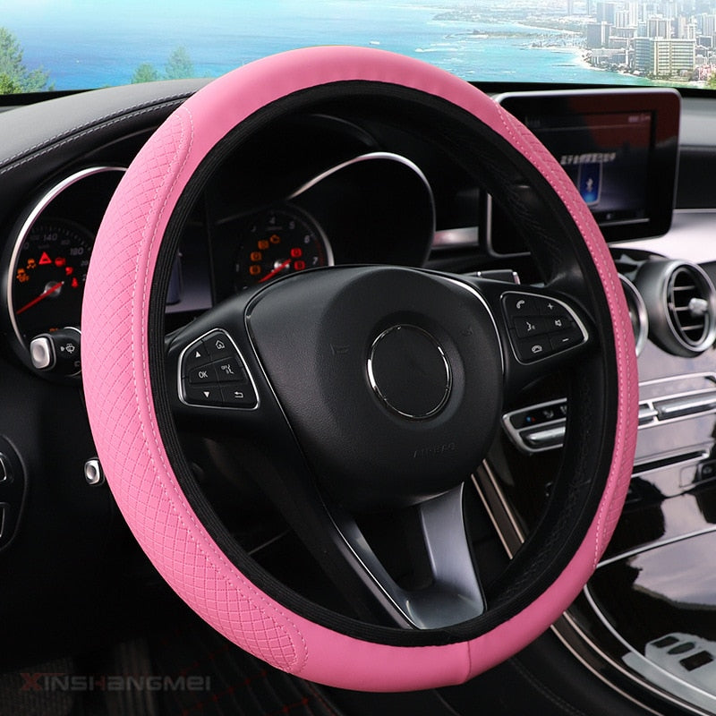 Delicate Leather Enhance Your Ride with a Stylish Steering Wheel Cover