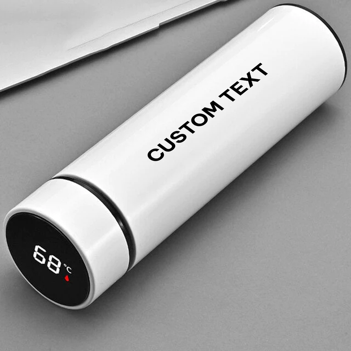 Custom Text and Logo 17oz Insulated Water Bottle with LED Temperature Display, Compatible with Ford, Coffee Tea Infuser Bottle Double Wall Vacuum Insulated Water Bottle for Hot or Cold Drink - Delicate Leather