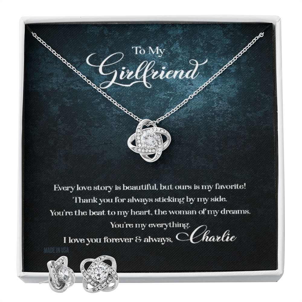 Custom To My Girlfriend Every Love Story Is Beautiful 14k White Gold Pendant Necklace Jewelry Gift For Girlfriend Mother day - Delicate Leather