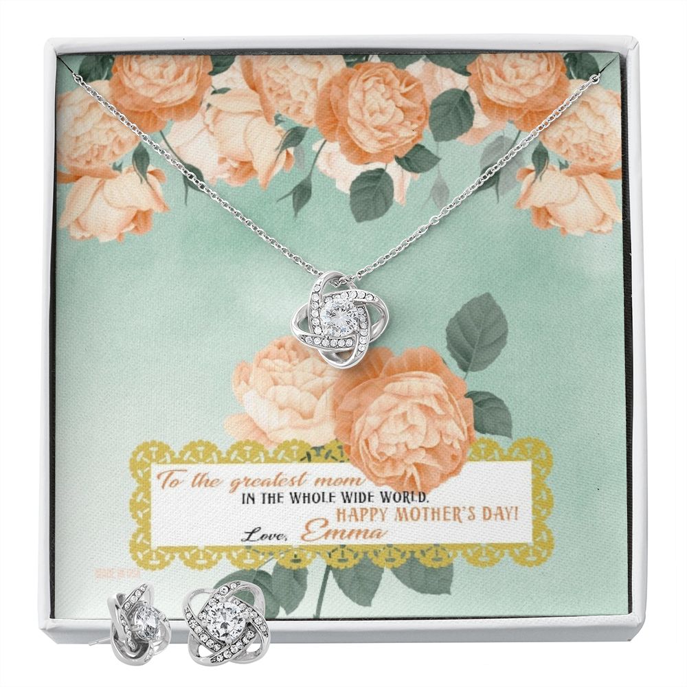 Custom To The Greatest Mom 14k White Gold Interlocking Heart Pendant Necklace Jewelry Gifts For Mom Wife Grandma Auntie Mother Day - Delicate Leather