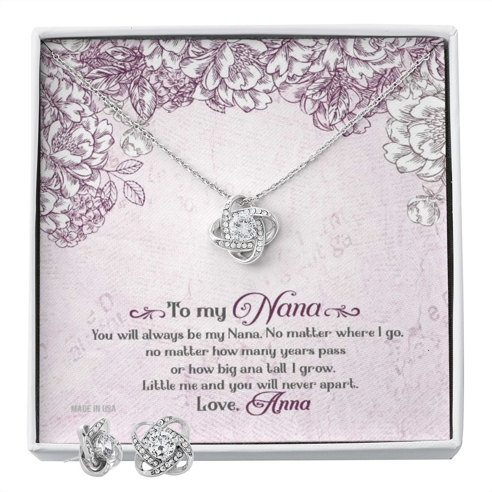Custom You Will Always Be My Nana Mothers Day Ideas 14k White Gold Interlocking Heart Pendant Necklace Jewelry Gifts For Mom Wife Grandma Auntie - Delicate Leather