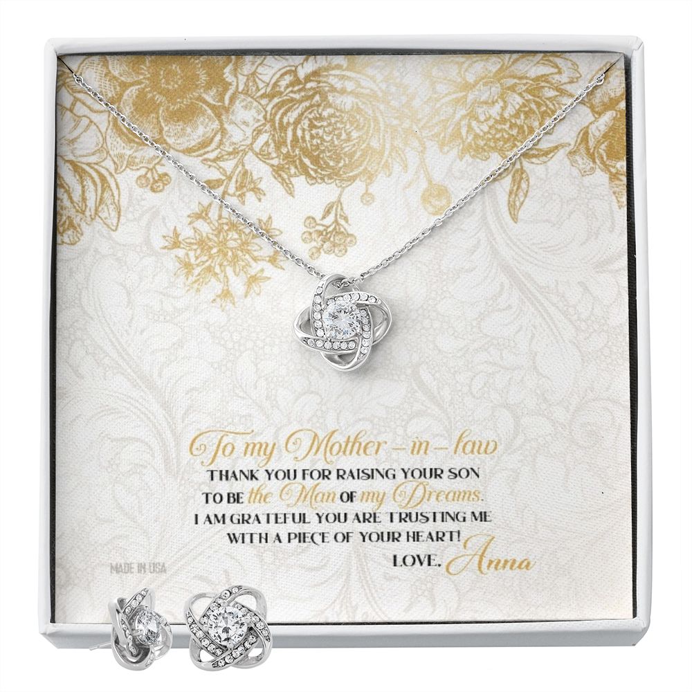 Custom Happy Mother Day Style 02 14k White Gold Interlocking Heart Pendant Necklace Jewelry Gifts For Mom Wife Grandma Auntie - Delicate Leather