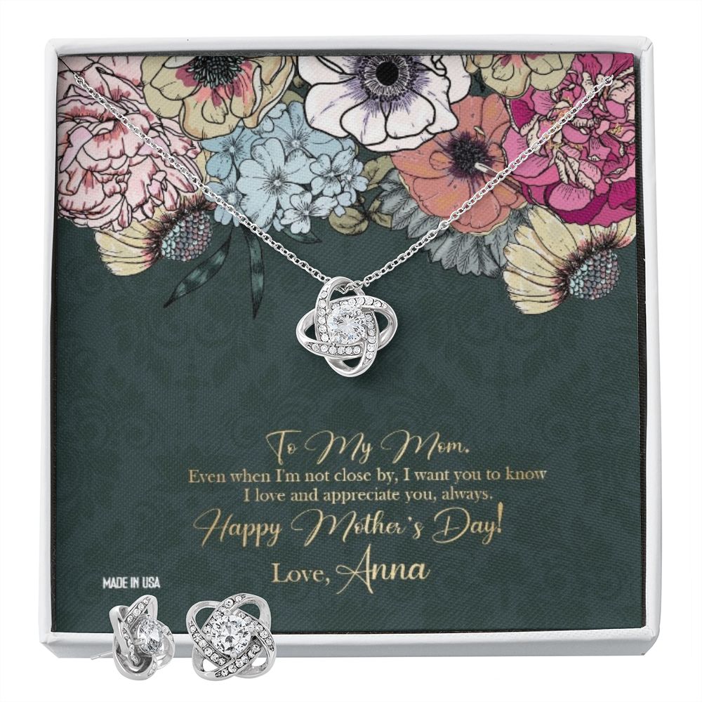 Custom Happy Mothers Day 03 14k White Gold Interlocking Heart Pendant Necklace Jewelry Gifts For Mom Wife Grandma Auntie - Delicate Leather