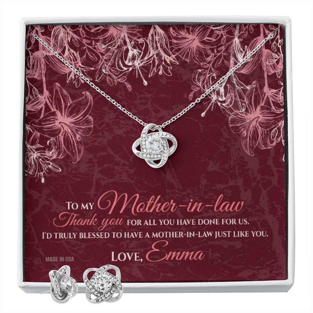 Custom To My Mother In Law 01 14k White Gold Interlocking Heart Pendant Necklace Jewelry Gifts For Mom Wife Grandma Auntie Mother Day - Delicate Leather