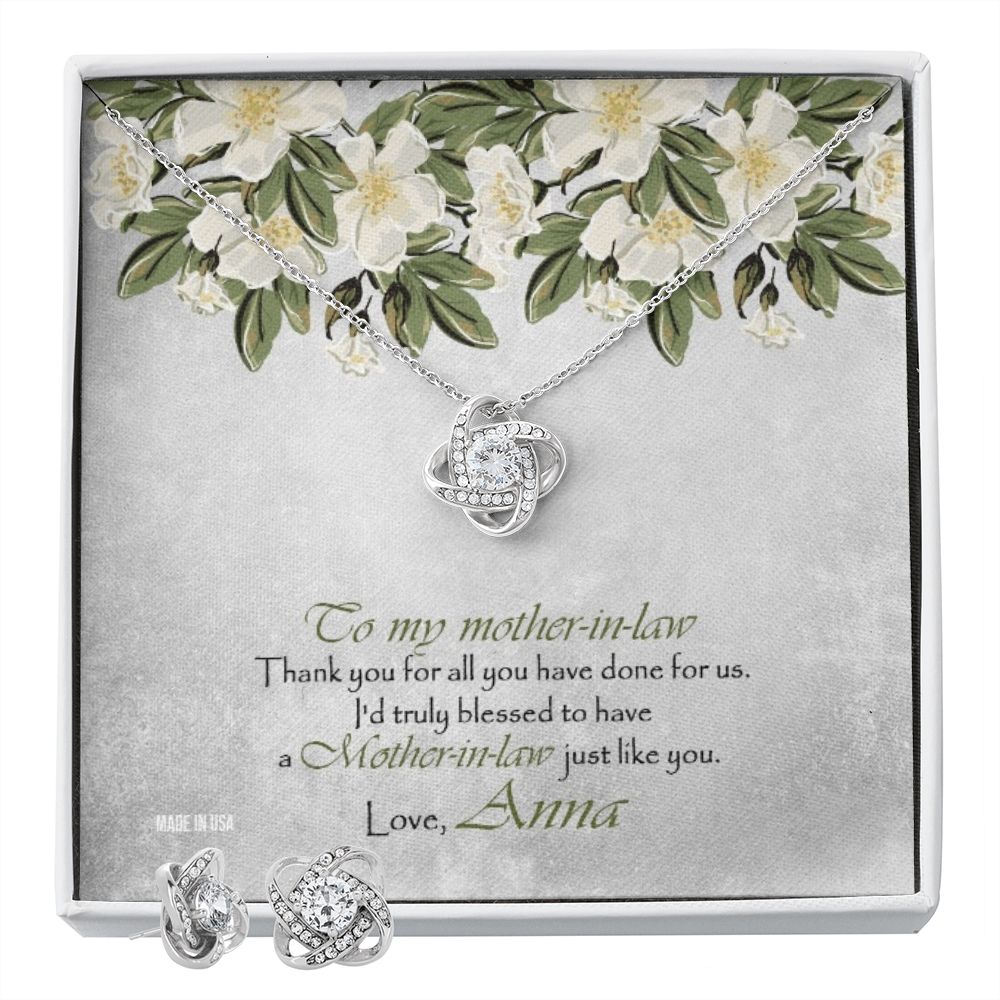 Custom Mother In Law 14k White Gold Interlocking Heart Pendant Necklace Jewelry Gifts For Mom Wife Grandma Auntie Mother Day - Delicate Leather