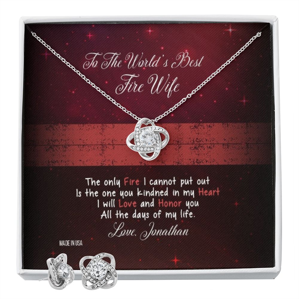 Custom Name To My Fireman Wife 14k White Gold Pendant Chain Necklace Jewelry with Message Card Gift for Wife Fiancee Woman Mother Day - Delicate Leather