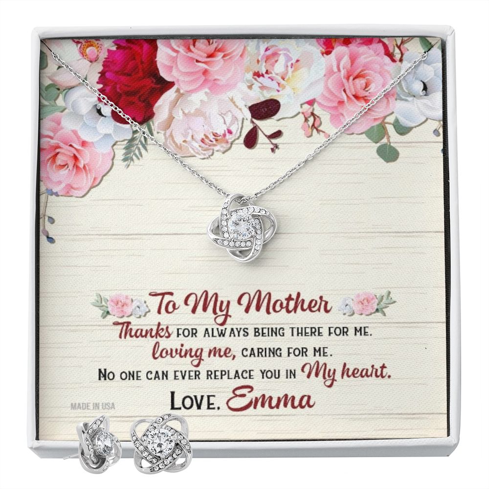 Custom No One Can Ever Replace You In My Heart Mothers Day Ideas 14k White Gold Interlocking Heart Pendant Necklace Jewelry Gifts For Mom Wife Grandma Auntie - Delicate Leather