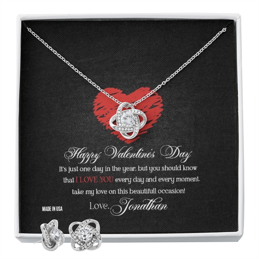 Custom Name Happy Valentine's Day 14k White Gold Pendant Necklace Jewelry Gift for Girlfriend Wife Fiancee Woman Girl - Delicate Leather